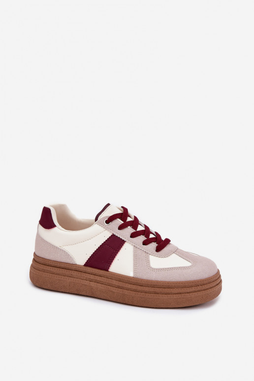 Sieviešu sneakers ar platformu bordo krāsā Dovina