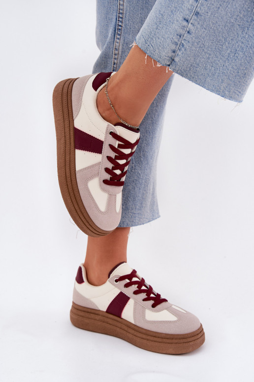 Sieviešu sneakers ar platformu bordo krāsā Dovina