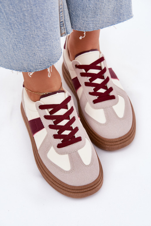 Sieviešu sneakers ar platformu bordo krāsā Dovina