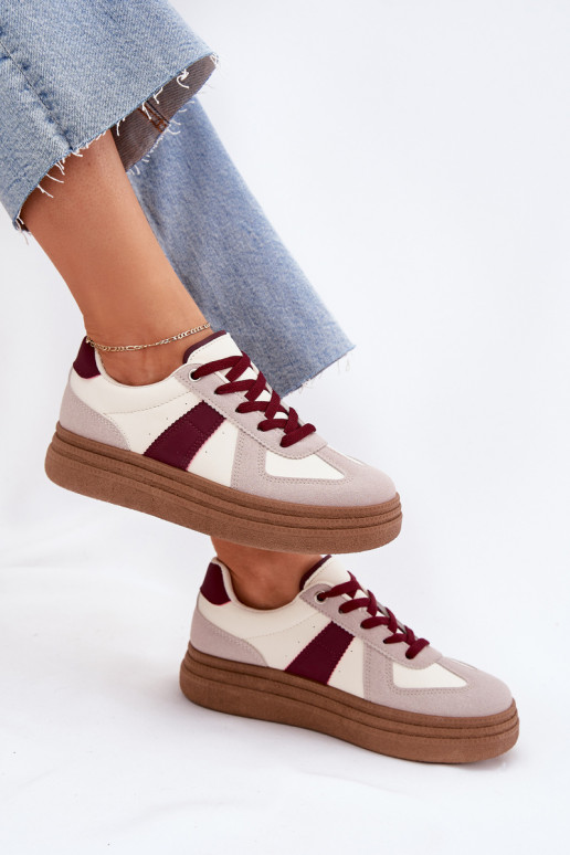 Sieviešu sneakers ar platformu bordo krāsā Dovina
