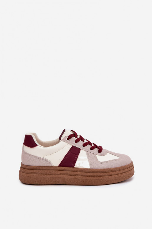 Sieviešu sneakers ar platformu bordo krāsā Dovina