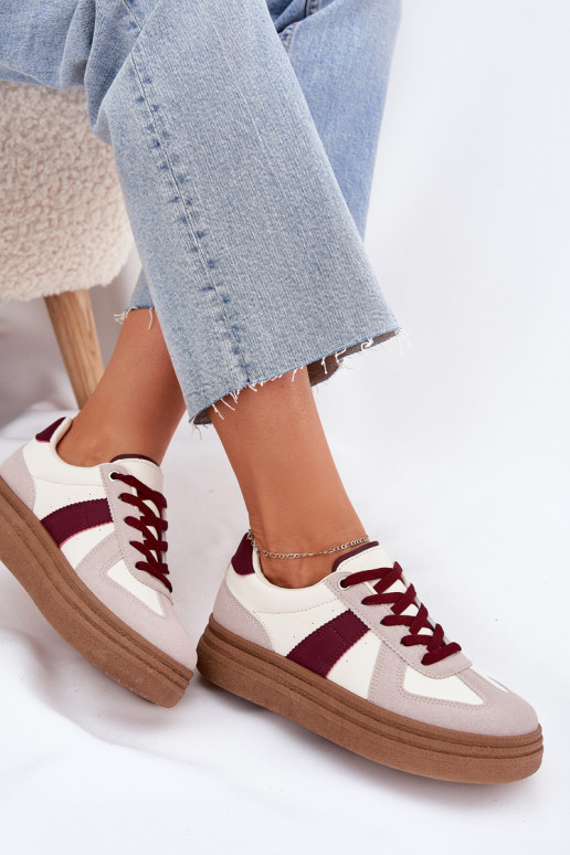 Sieviešu sneakers ar platformu bordo krāsā Dovina