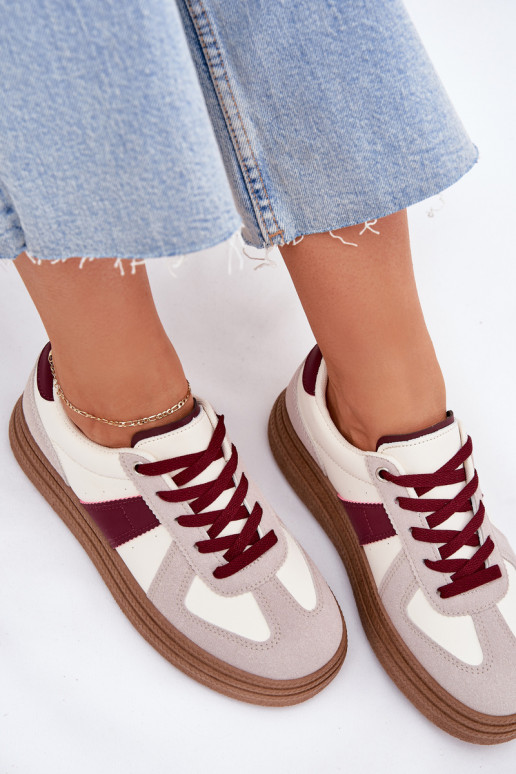 Sieviešu sneakers ar platformu bordo krāsā Dovina