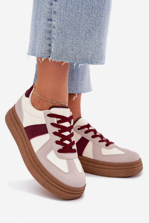 Sieviešu sneakers ar platformu bordo krāsā Dovina