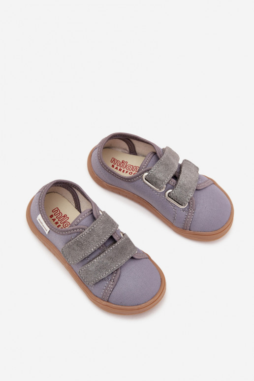 Zēnu pelēkas krāsas "Barefoot" čības "Gludi" Milami Saphira