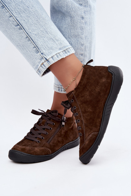 Sieviešu apavi šokolādes krāsā no mākslīgās zamšā Brindle