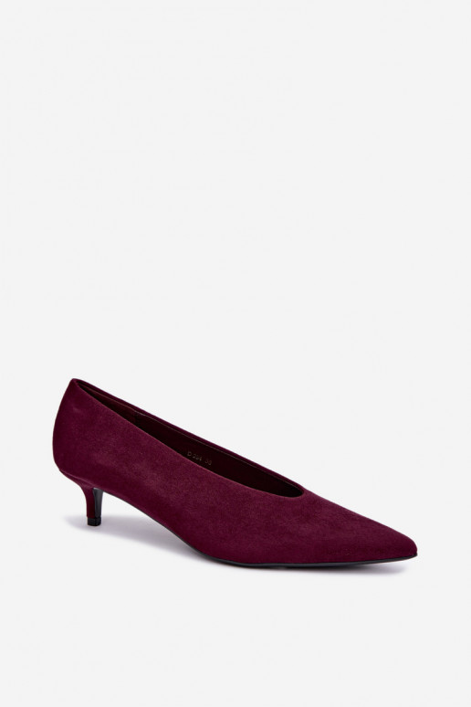 Bordo krāsas zamšādas apavi ar Kitten Heel Nuretta