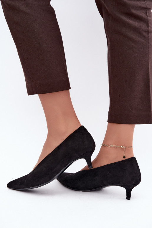 Melni zamšādas apavi ar Kitten Heel Nuretta