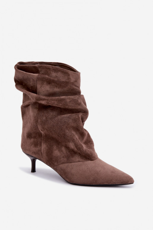 slouchy tipa zābaki ar papēžiem khaki krāsā Farren