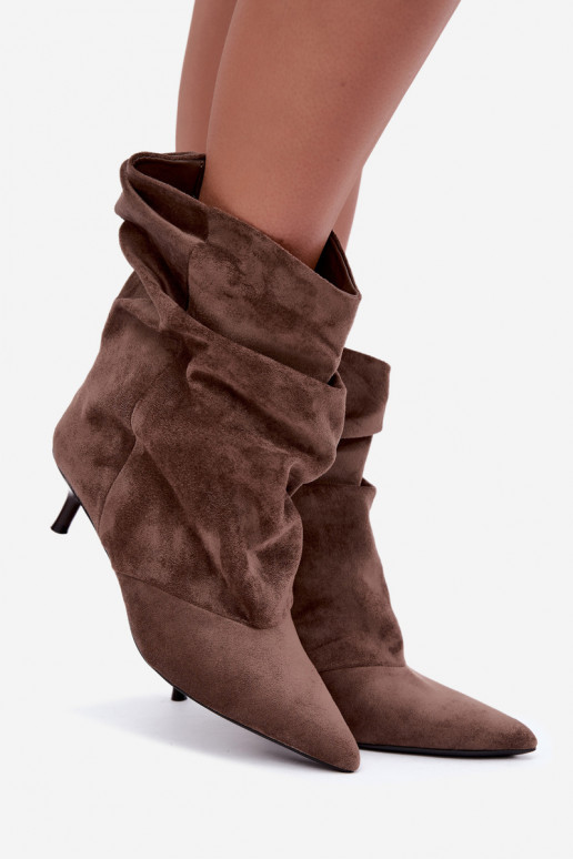 slouchy tipa zābaki ar papēžiem khaki krāsā Farren