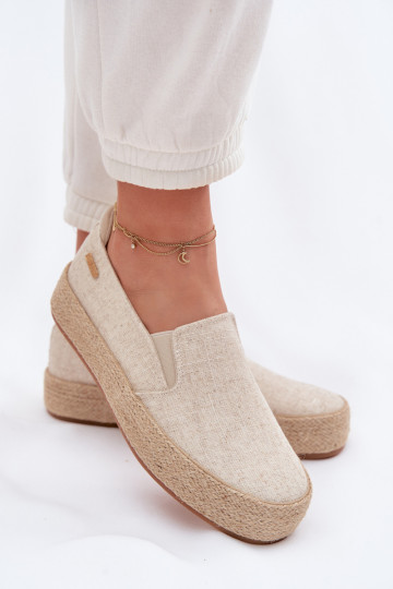 Smilšu krāsas espadrilles ar platformu Big Star TT274089