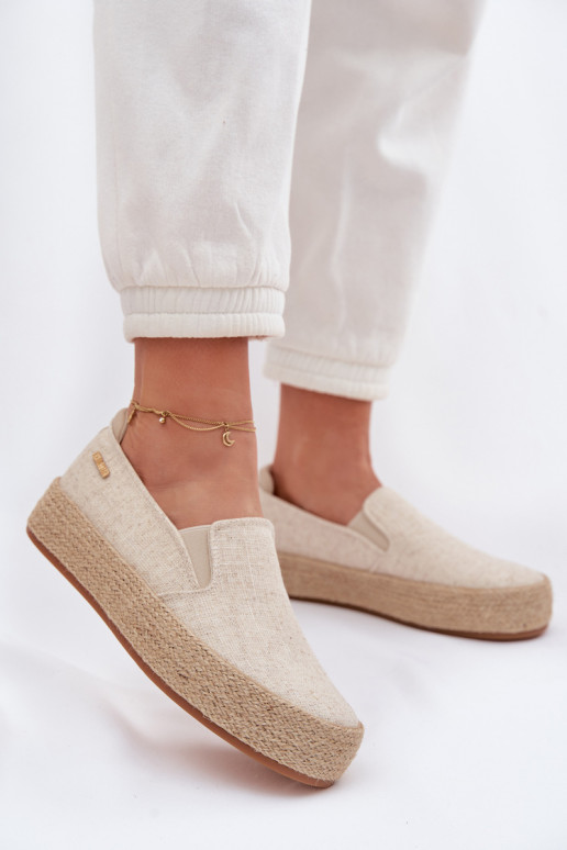 Smilšu krāsas espadrilles ar platformu Big Star TT274089
