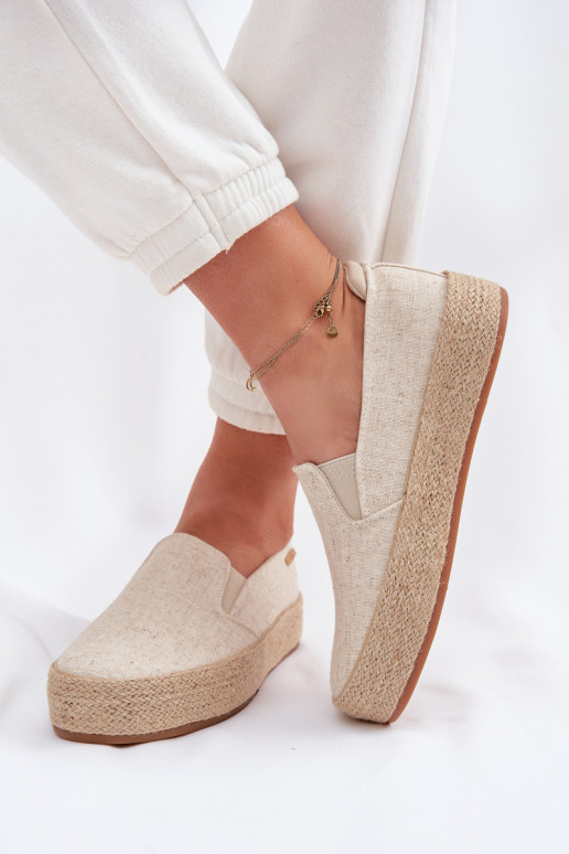 Smilšu krāsas espadrilles ar platformu Big Star TT274089
