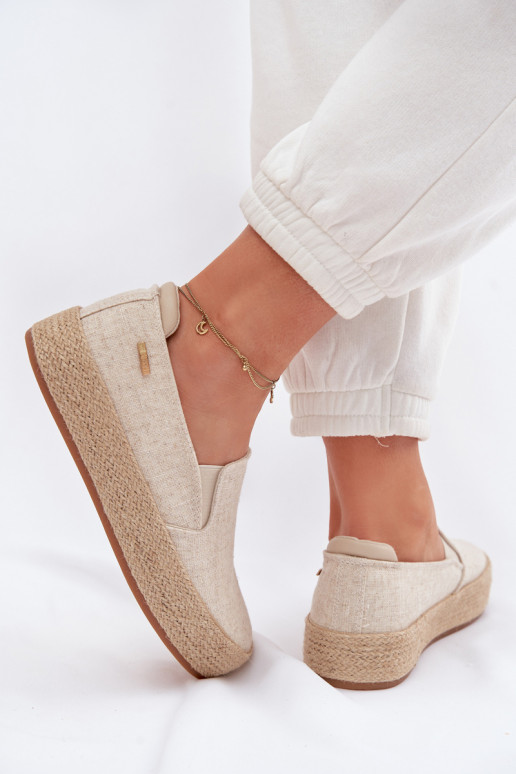 Smilšu krāsas espadrilles ar platformu Big Star TT274089