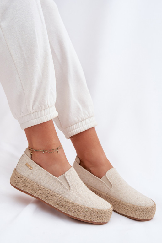 Smilšu krāsas espadrilles ar platformu Big Star TT274089