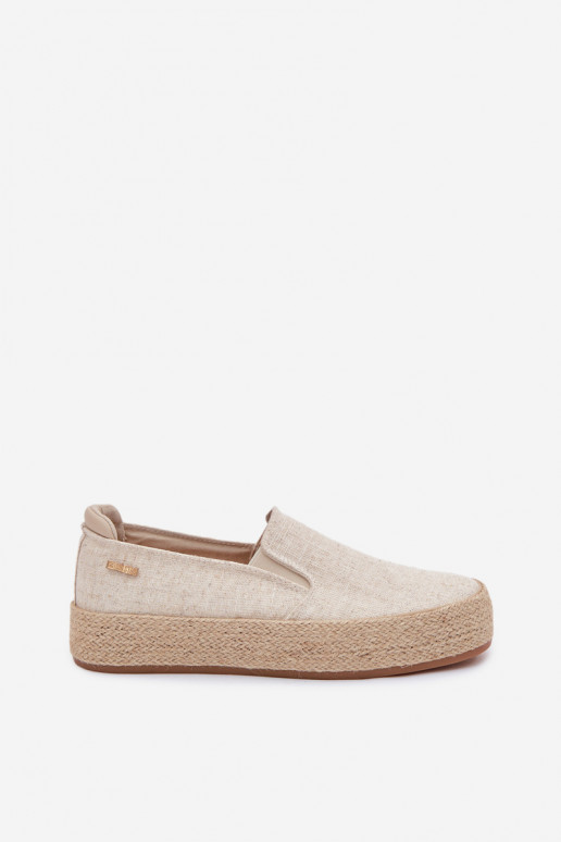Smilšu krāsas espadrilles ar platformu Big Star TT274089