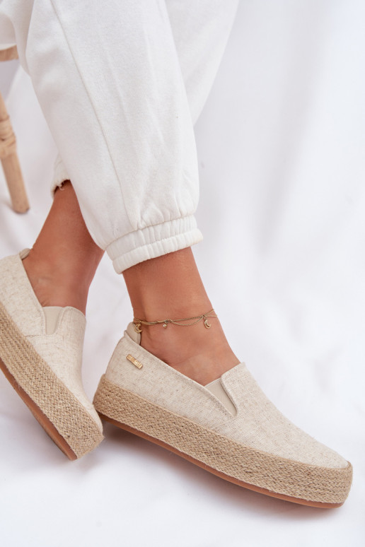 Smilšu krāsas espadrilles ar platformu Big Star TT274089