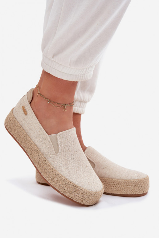 Smilšu krāsas espadrilles ar platformu Big Star TT274089