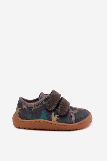 Bērnu Barefoot čības ar dinozauriem Froddo Canvas G1700440-31 Pelēkas 2
