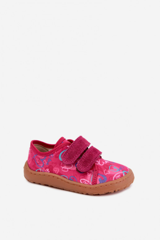 Bērnu Barefoot čības ar sirdīm Froddo Canvas G1700440-24 Rozā