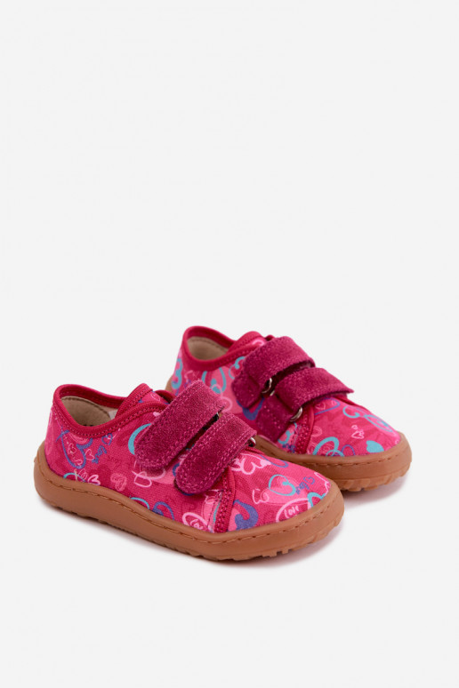 Bērnu Barefoot čības ar sirdīm Froddo Canvas G1700440-24 Rozā