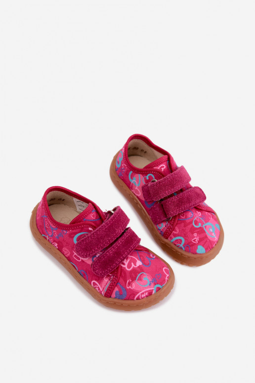 Bērnu Barefoot čības ar sirdīm Froddo Canvas G1700440-24 Rozā