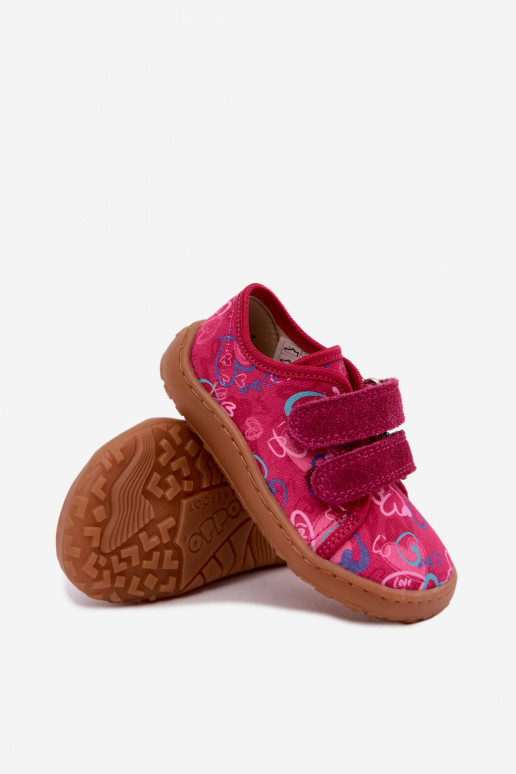 Bērnu Barefoot čības ar sirdīm Froddo Canvas G1700440-24 Rozā