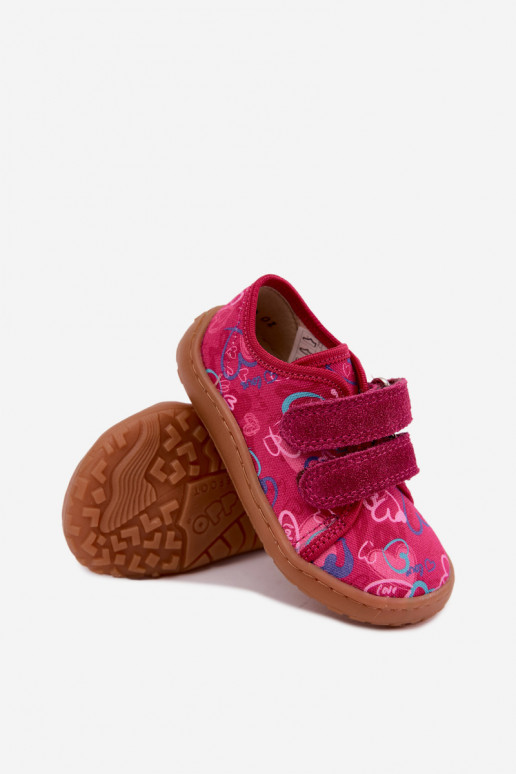 Bērnu Barefoot čības ar sirdīm Froddo Canvas G1700440-24 Rozā