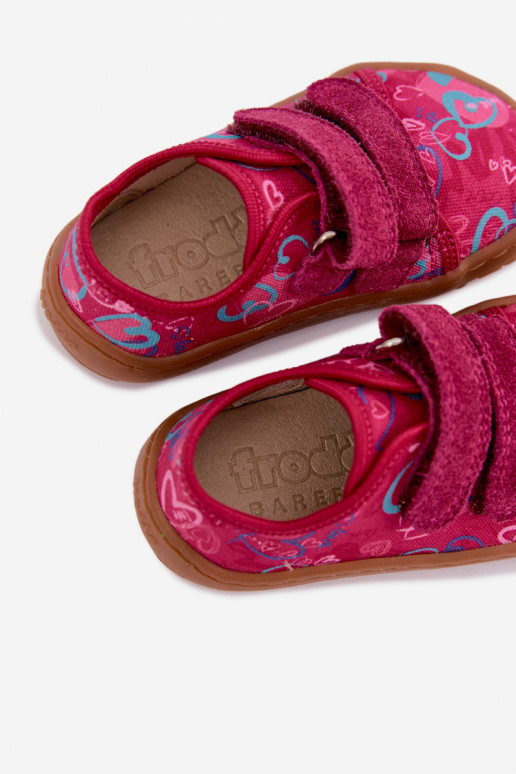 Bērnu Barefoot čības ar sirdīm Froddo Canvas G1700440-24 Rozā