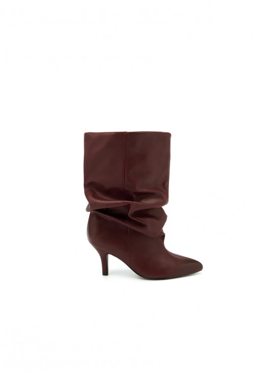 Slouchy zābaki ar papēžiem bordo krāsā Gelra