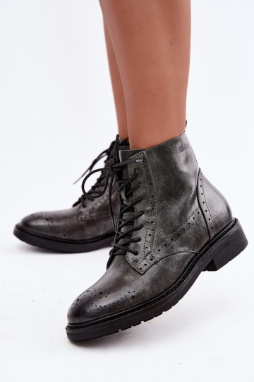 Sieviešu puszābaki ar platiem papēžiem siltināti Medicine RIN16-OBD426-90X pelēkas krāsas 2