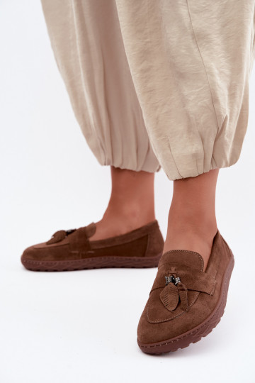 Mokasīni no mākslīgās zamšas Barefoot Zazoo 10220, brūni 2