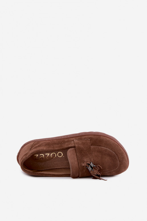 Mokasīni no mākslīgās zamšas Barefoot Zazoo 10220, brūni