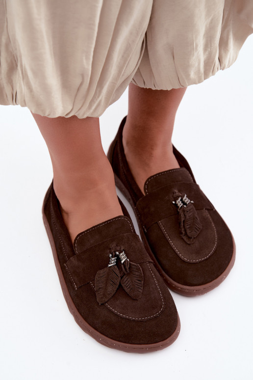 Mokasīni no mākslīgās zamšas Barefoot Zazoo 10220, šokolādes