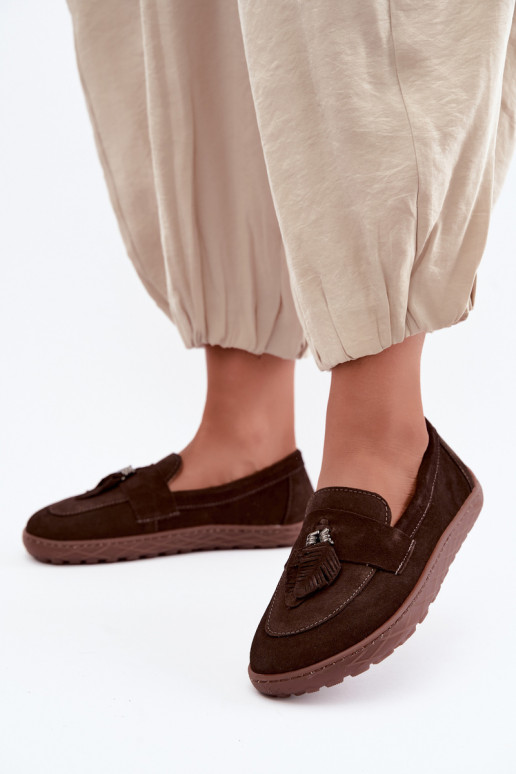 Mokasīni no mākslīgās zamšas Barefoot Zazoo 10220, šokolādes