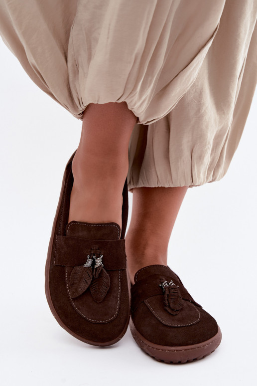 Mokasīni no mākslīgās zamšas Barefoot Zazoo 10220, šokolādes