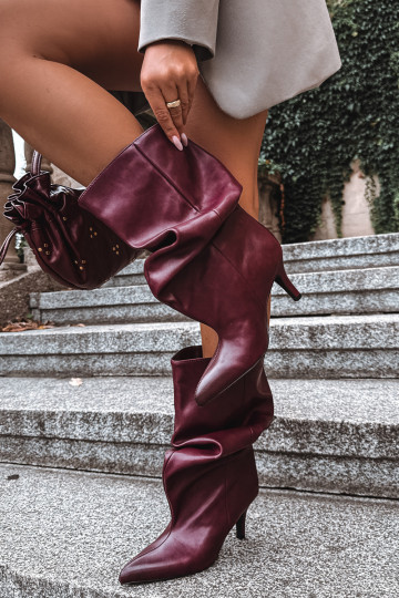 Slouchy zābaki ar papēžiem bordo krāsā Gelra 2