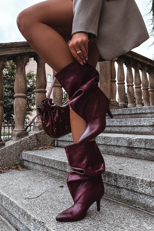 Slouchy zābaki ar papēžiem bordo krāsā Gelra