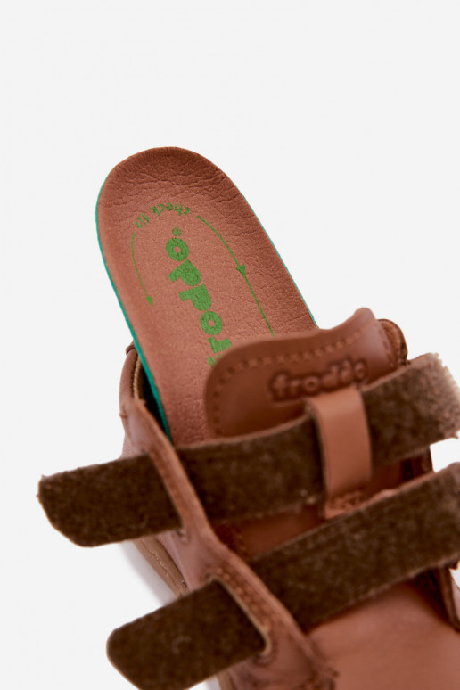 Brūnas bērnu ādas kurpes Barefoot Froddo G2130328-2