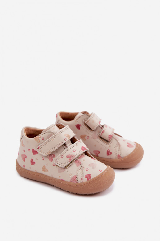 Smilšu krāsas bērnu ādas kurpes Barefoot Froddo G2130328-64