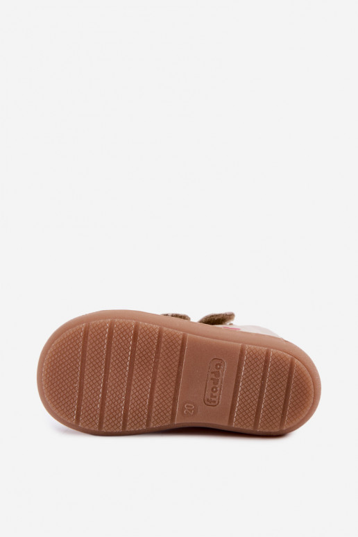 Smilšu krāsas bērnu ādas kurpes Barefoot Froddo G2130328-64