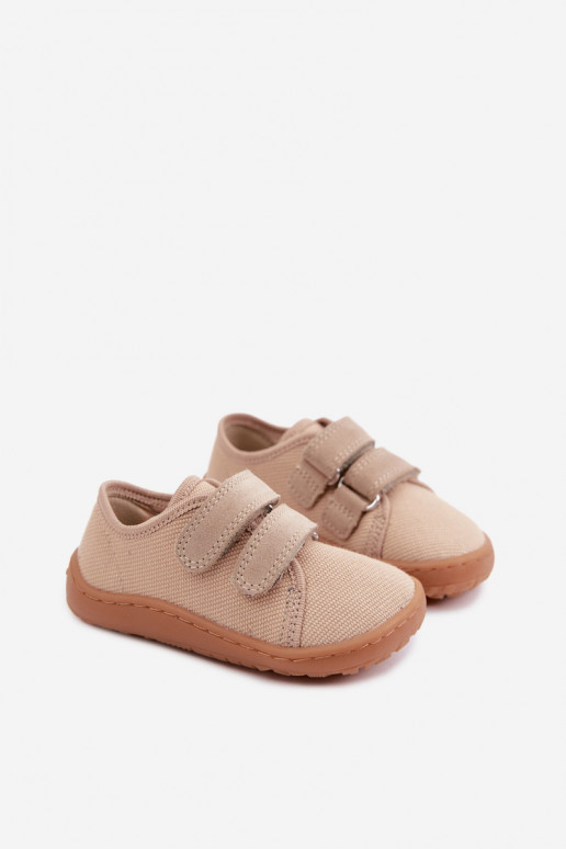 Smilšu krāsas bērnu čības Barefoot Froddo Canvas G1700440-22