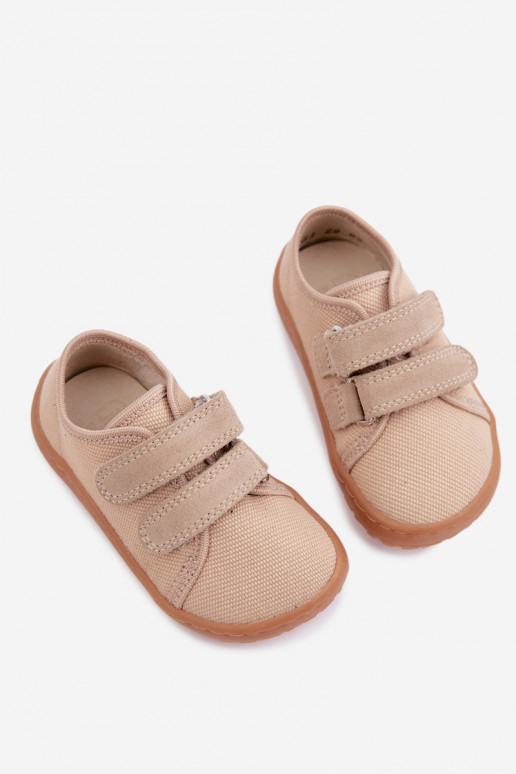 Smilšu krāsas bērnu čības Barefoot Froddo Canvas G1700440-22