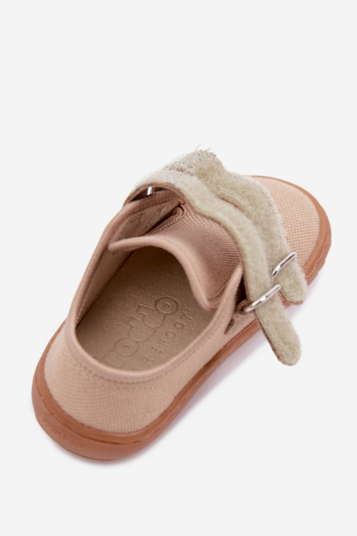 Smilšu krāsas bērnu čības Barefoot Froddo Canvas G1700440-22