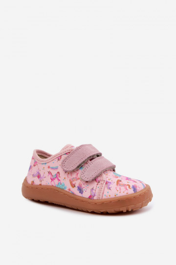 Rozā bērnu čības Barefoot vienradži Froddo Canvas G1700440-26