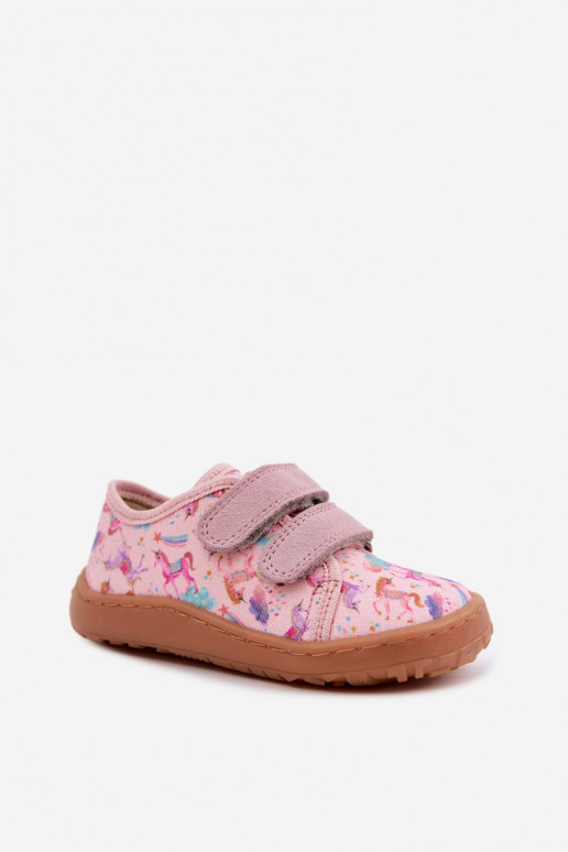 Rozā bērnu čības Barefoot vienradži Froddo Canvas G1700440-26