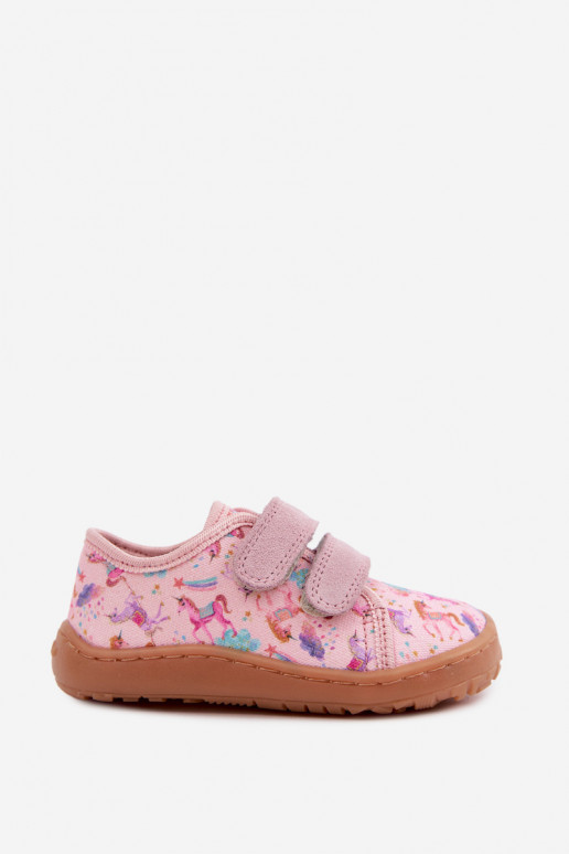 Rozā bērnu čības Barefoot vienradži Froddo Canvas G1700440-26
