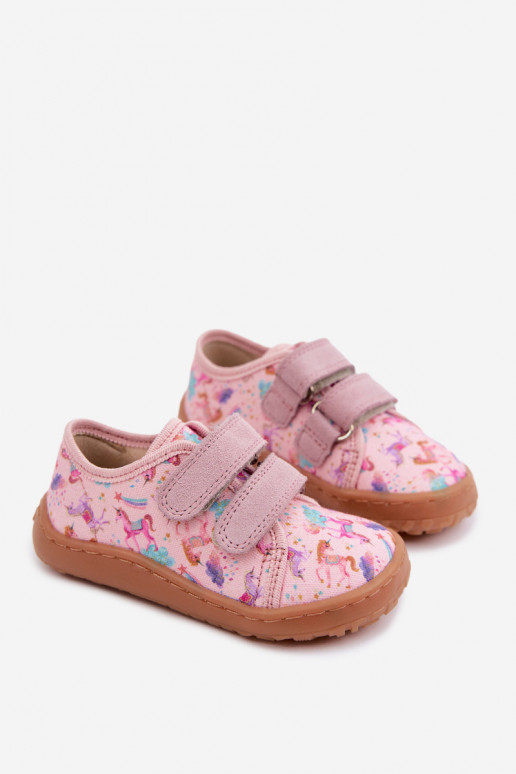 Rozā bērnu čības Barefoot vienradži Froddo Canvas G1700440-26