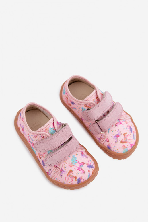 Rozā bērnu čības Barefoot vienradži Froddo Canvas G1700440-26