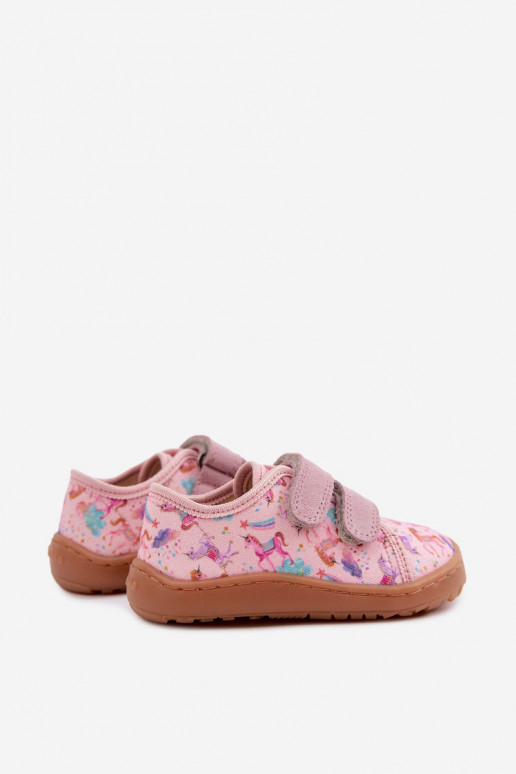 Rozā bērnu čības Barefoot vienradži Froddo Canvas G1700440-26
